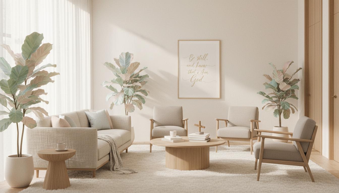 Warm, peaceful interior of a counseling space